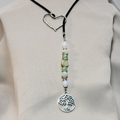 Boho Tree of Life Heart Drop Necklace