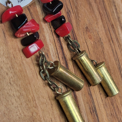 .22LR Coral and Onyx Windchime Earrings