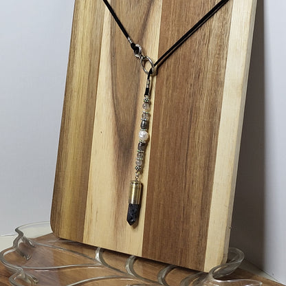 Infinity Labradorite Bullet Lariat Necklace