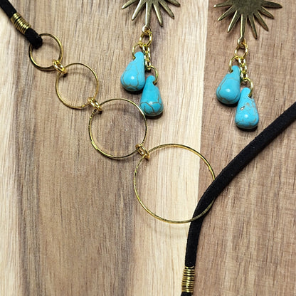 Golden Sun Turquoise Lariat Necklace & Earring Set