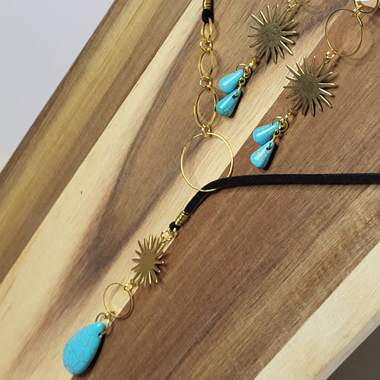 Golden Sun Turquoise Lariat Necklace & Earring Set