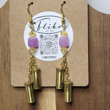 Golden Citrine & Amethyst Bullet Earrings