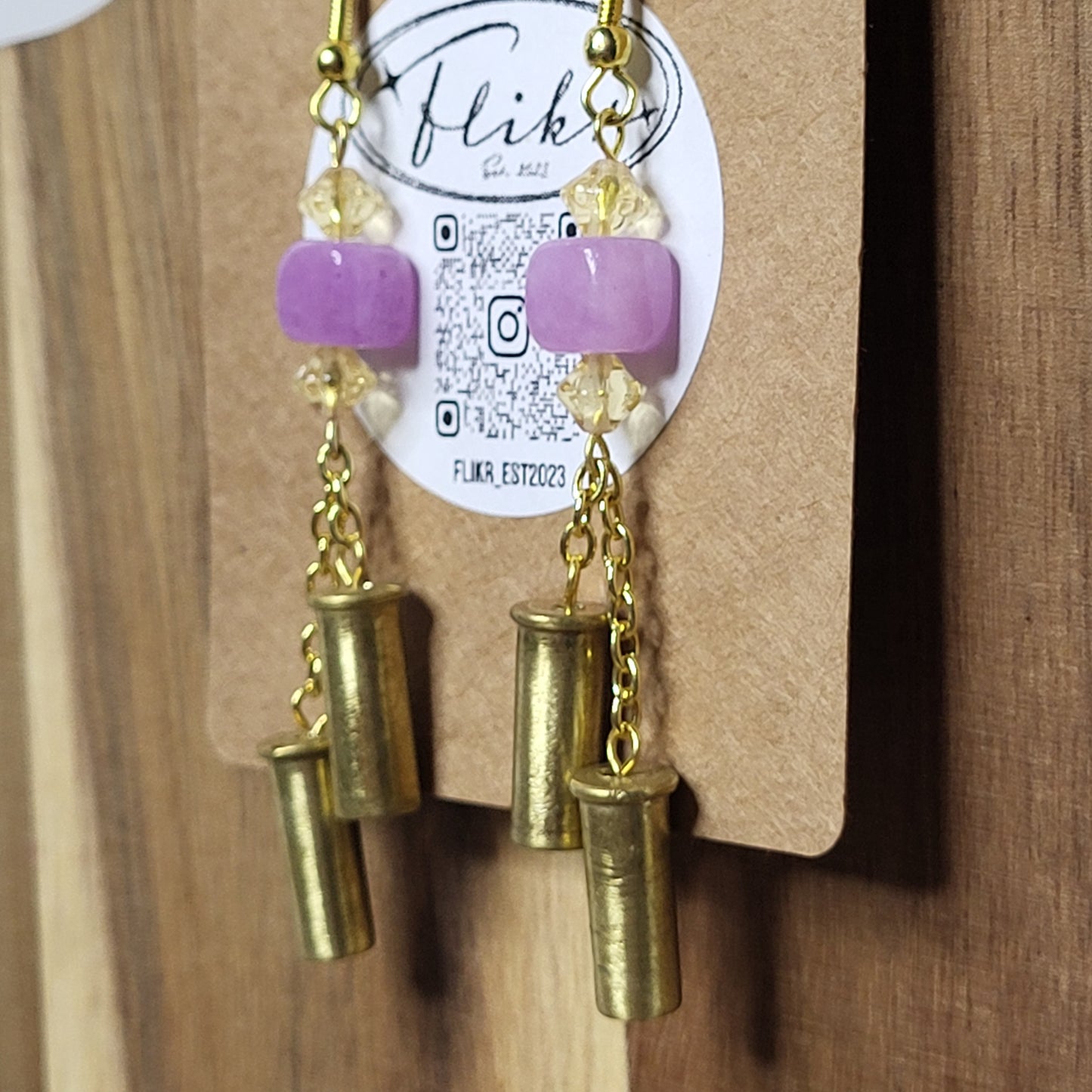 Golden Citrine & Amethyst Bullet Earrings