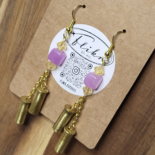 Golden Citrine & Amethyst Bullet Earrings