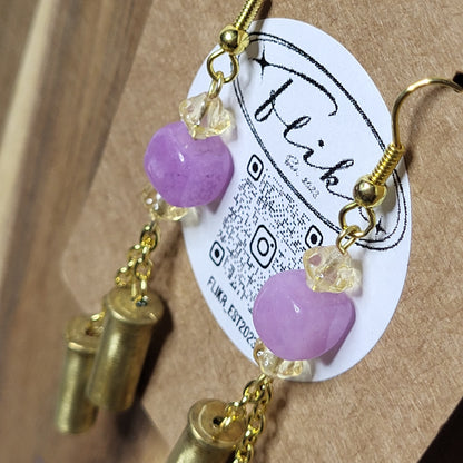 Golden Citrine & Amethyst Bullet Earrings